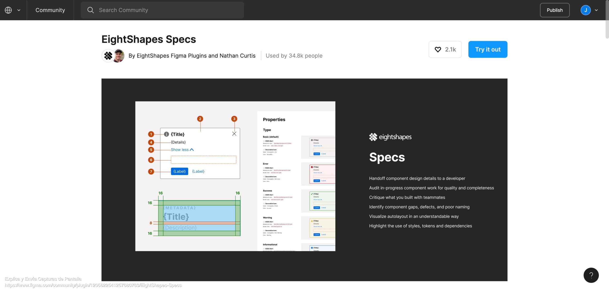 Eightshapes specs, figma, plugin, especificaciones, front dev,